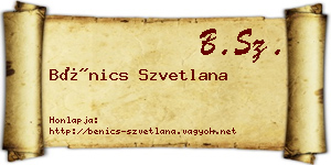 Bénics Szvetlana névjegykártya
